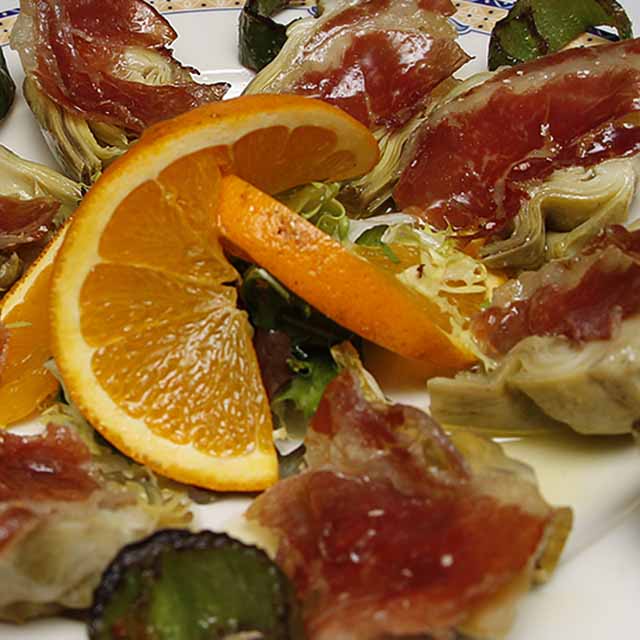 Alcachofas con jamón.